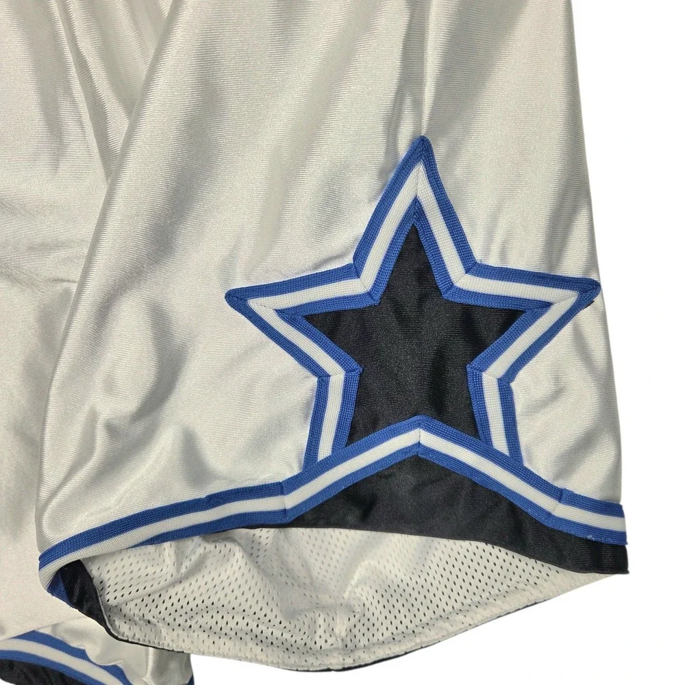 Jordan Legacy Retro Basketball Shorts Mens L White Blue Star Shiny Satin